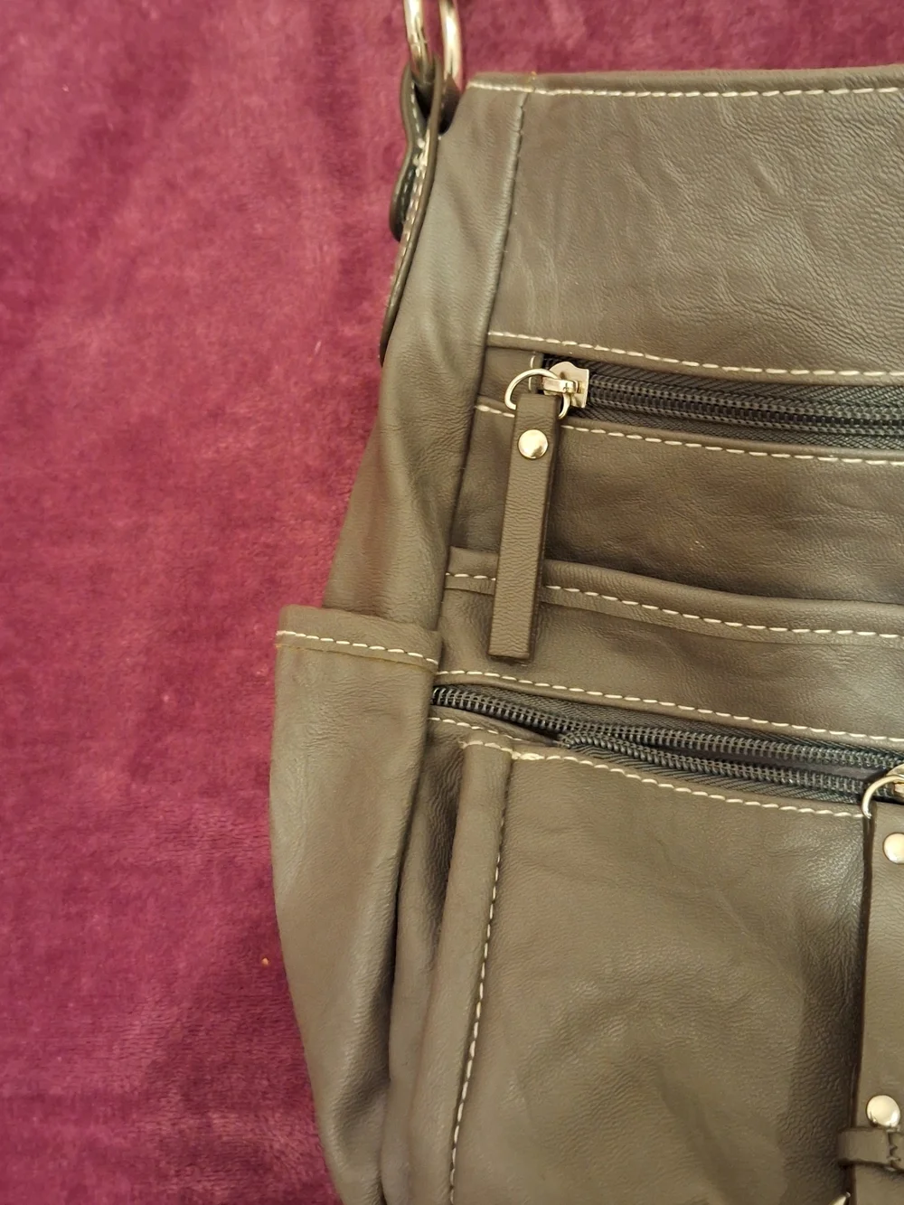 Rosetti Olive Green Shoulder Bag with Front Zips